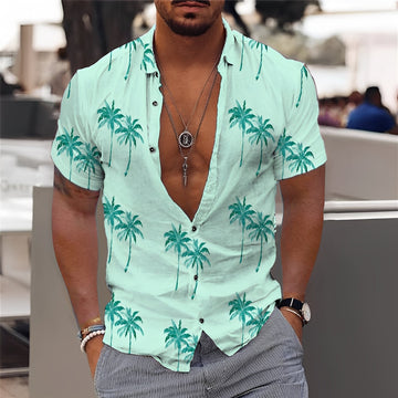 Hector - Chemise élégante à motif de palmiers pour hommes