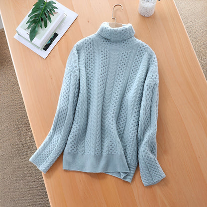 Hyacinth - Warm wool sweater with turtleneck for women