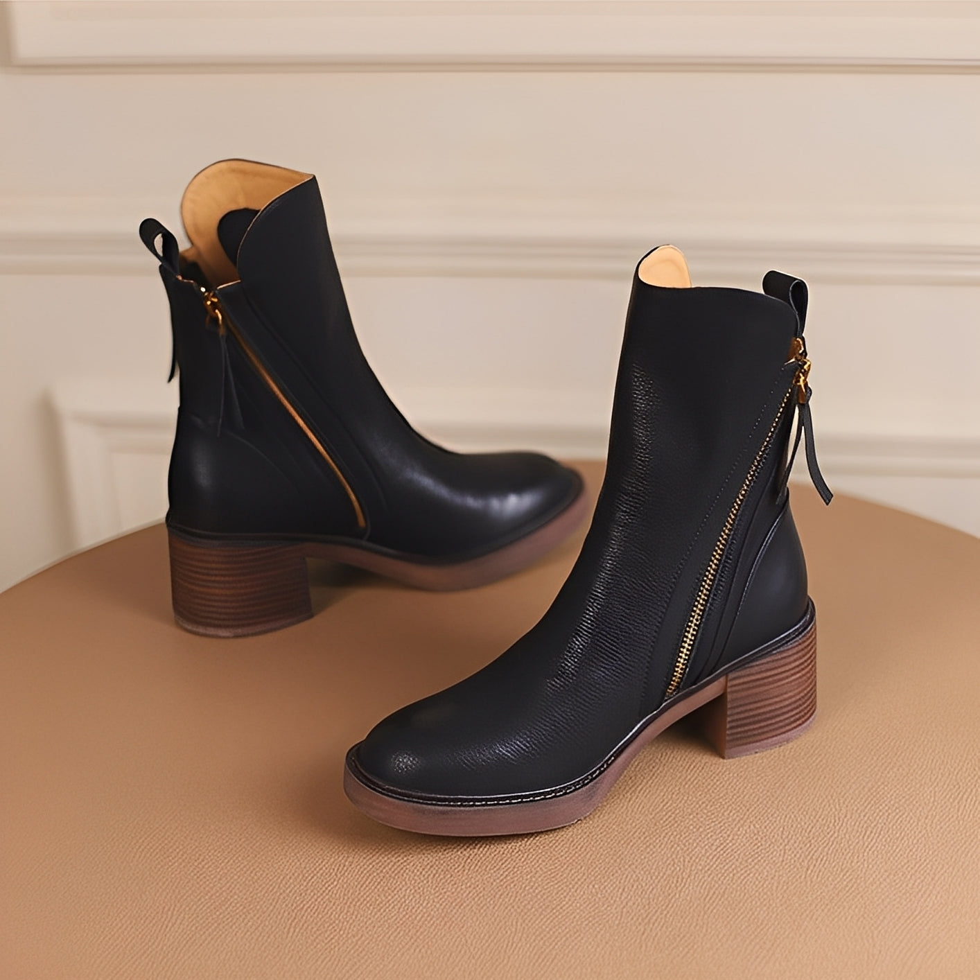 Pamella - Bottes en cuir classiques pour femme à la cheville