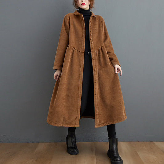 Amelia - Large manteau en velours côtelé chaud pour femmes