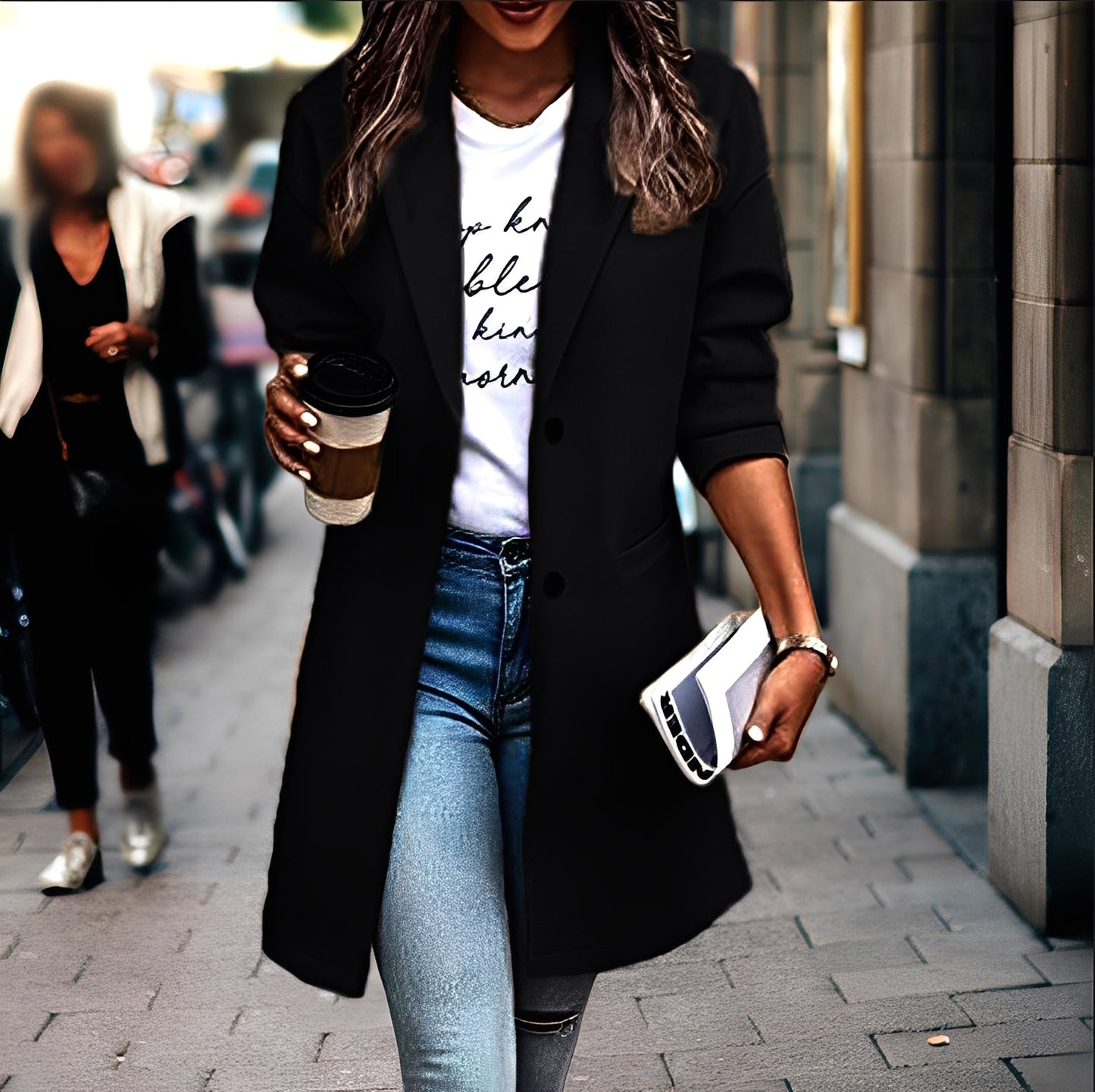 Samantha - Manteau épais en laine moderne pour femmes