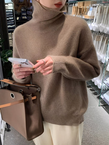 Adrienne - Pull à col roulé en cachemire, chic et spacieux