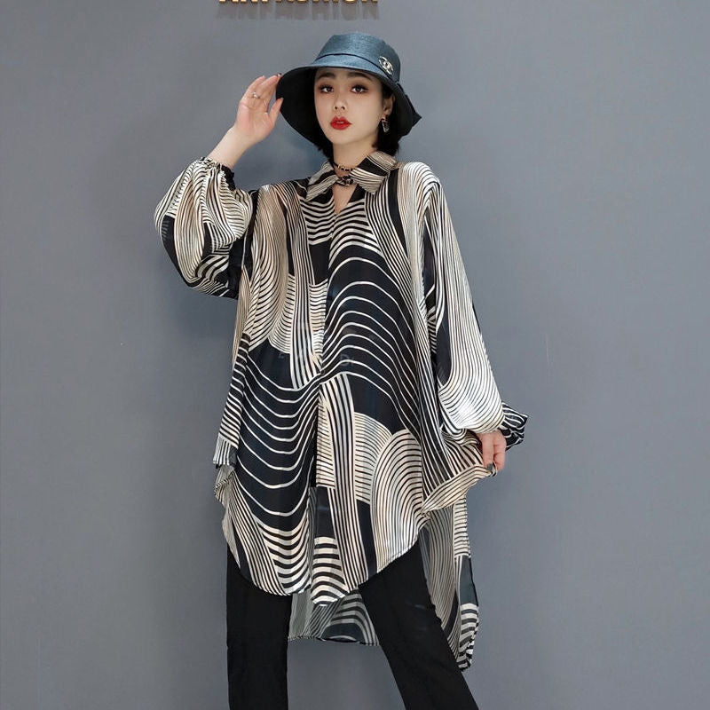 Hazel - Joli haut en chiffon avec coupe asymétrique pour femmes