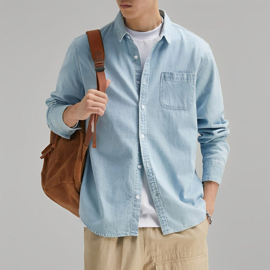 Dale - Casual denim shirt with pocket for men
