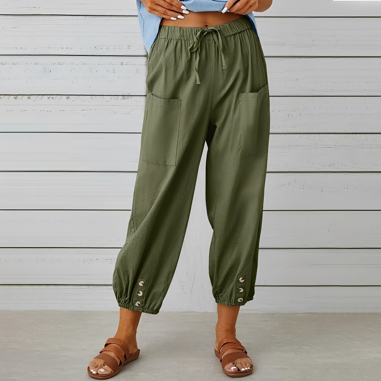 Christa - Pantalon décontracté, ample et raccourci pour femmes