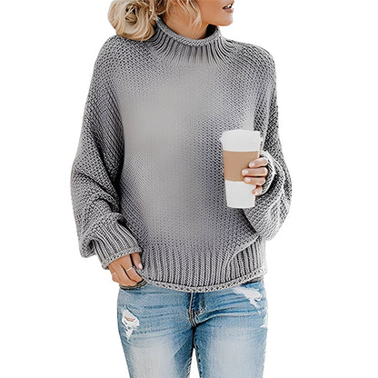 Evalyn - Pull en maille décontracté à col haut pour femmes