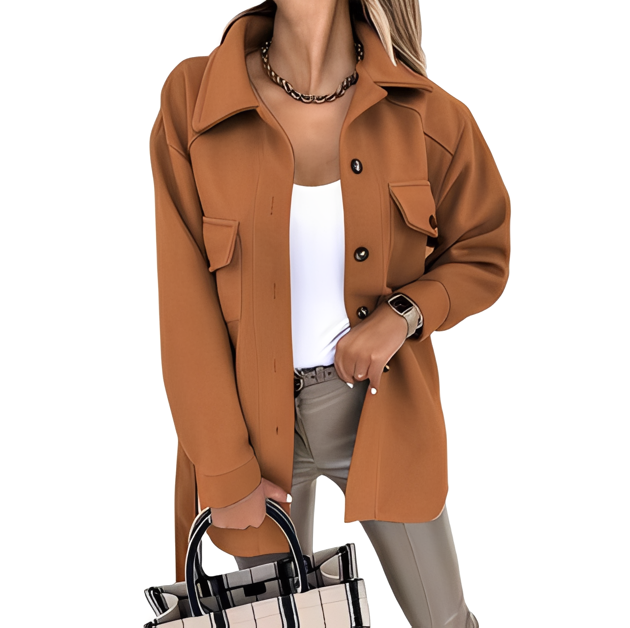 Bethanie - Veste avec revers décontracté et boutons pour femmes