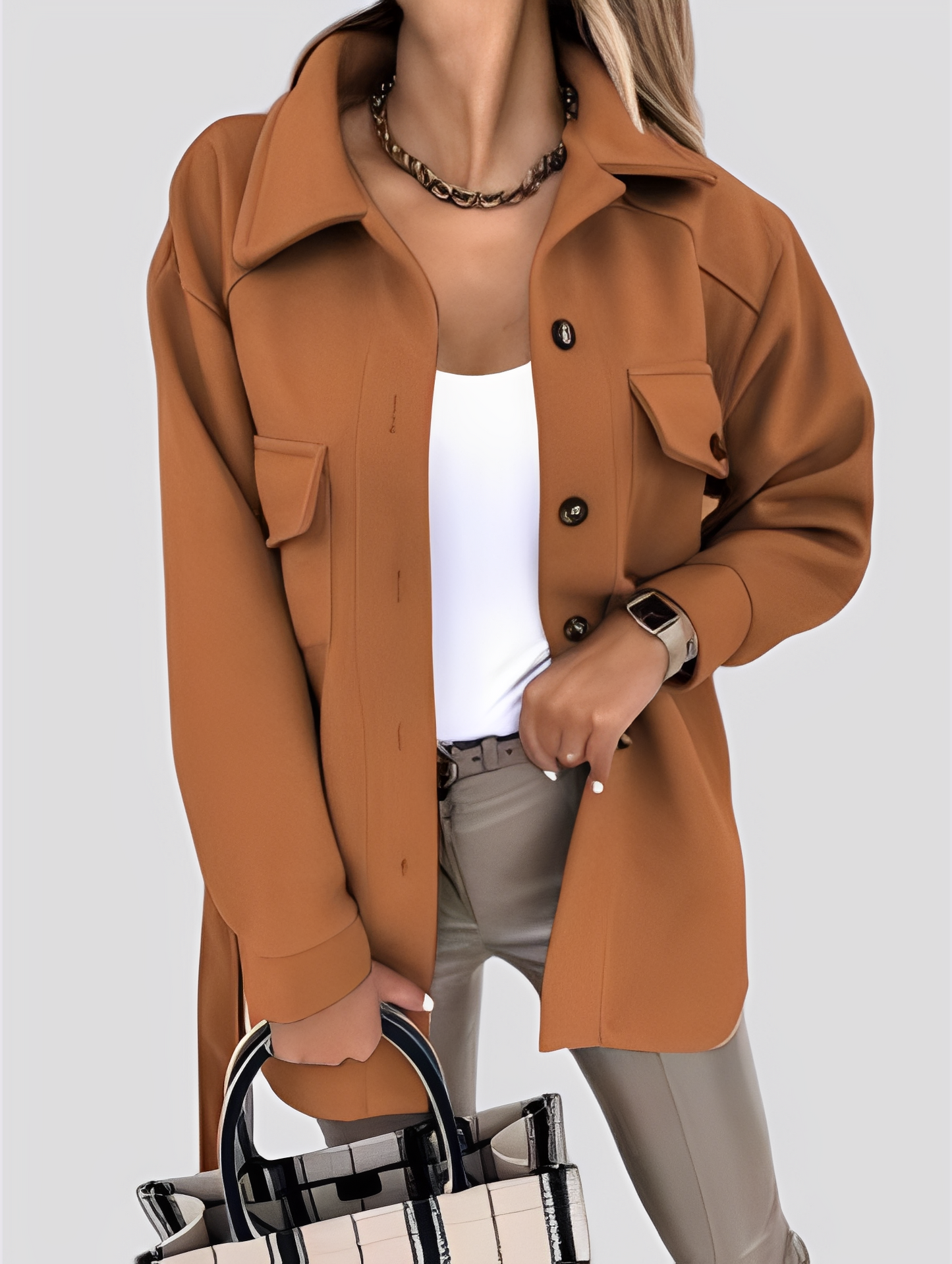 Tiffanie - Blazer léger en laine moderne avec col à revers pour femmes