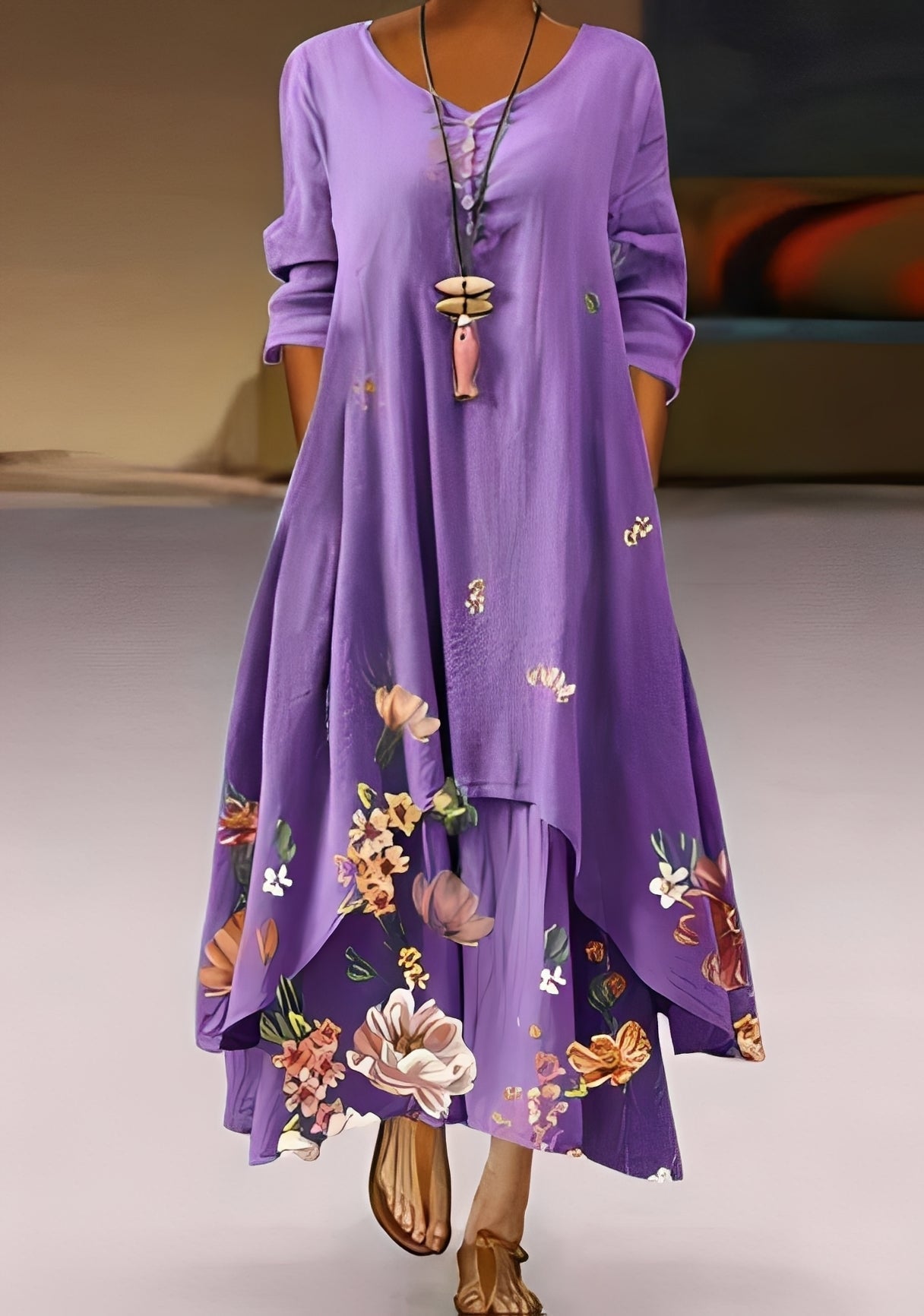 Belle - Robe élégante et ample avec imprimé pour femmes