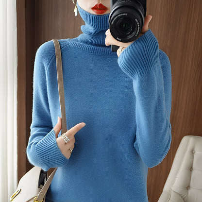 Kaycee - Modern knitted sweater with turtleneck for women