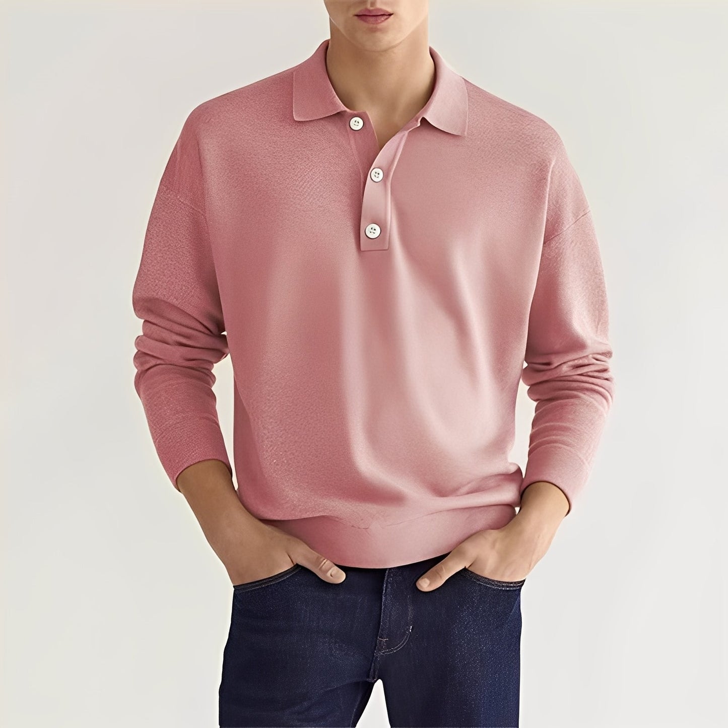Carlton - Polo homme à manches longues et minimaliste