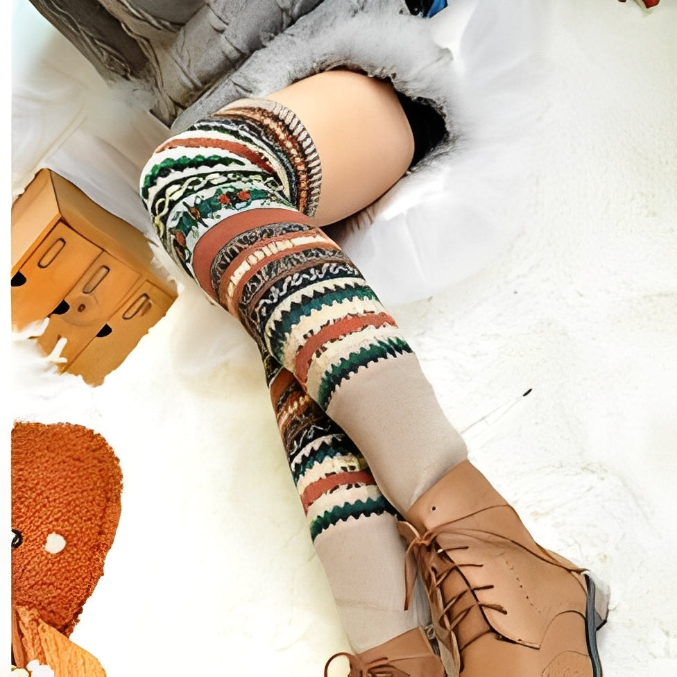 Suzanna - Chaussettes stylées et chaudes en coton épais pour femmes