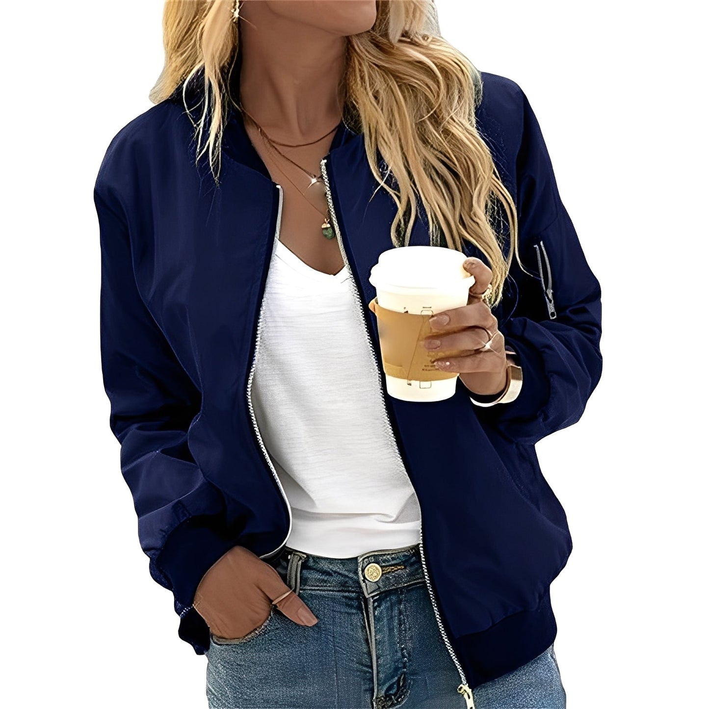 Shirlee - Veste bomber décontractée au style rétro pour femmes