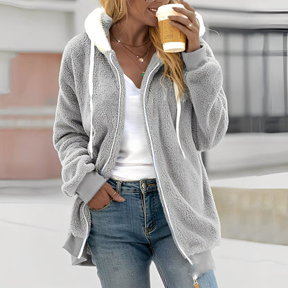 Rheanna - Manteau en polaire douillet avec capuche pour femmes