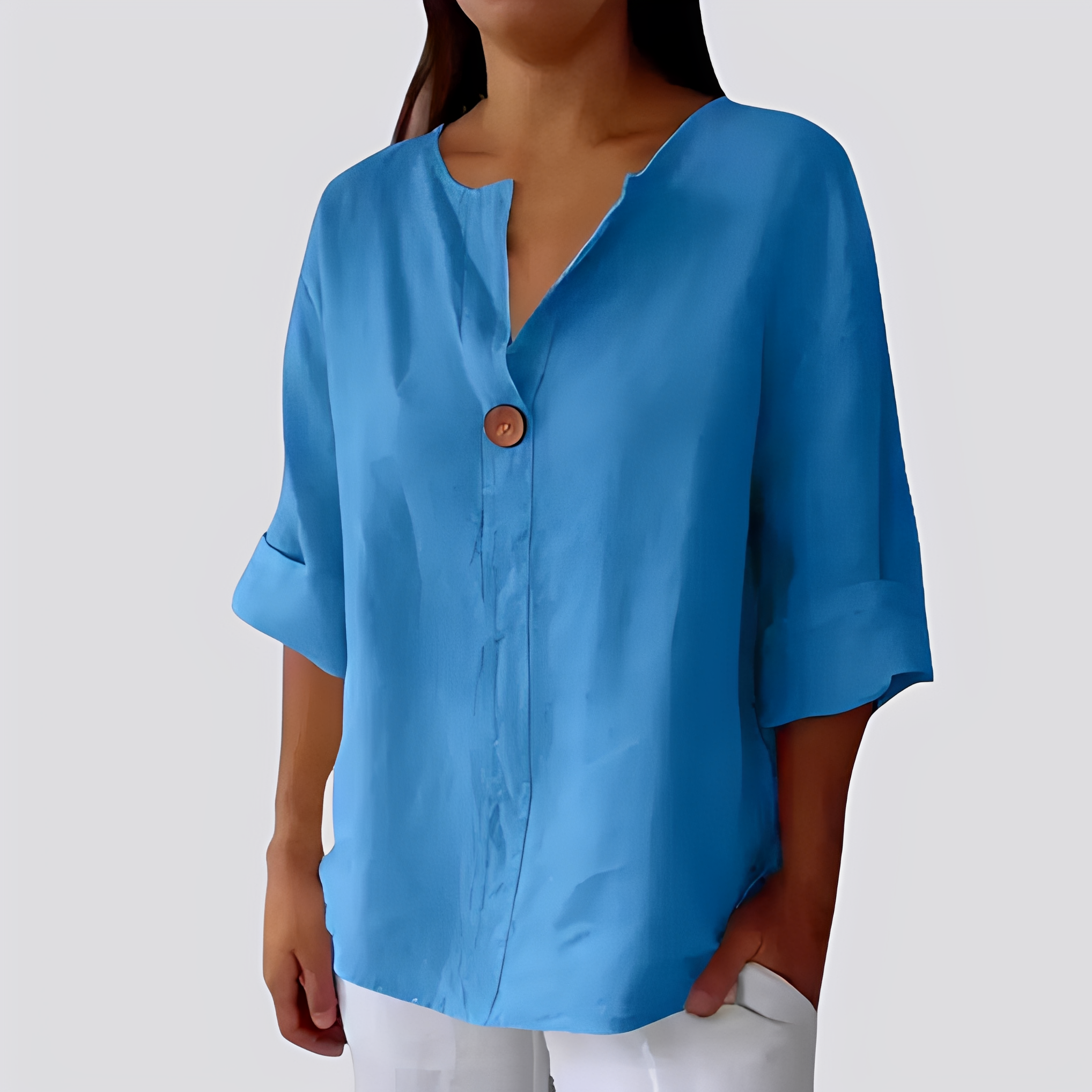 Karie - Chemise décontractée confortable à col en V pour femmes
