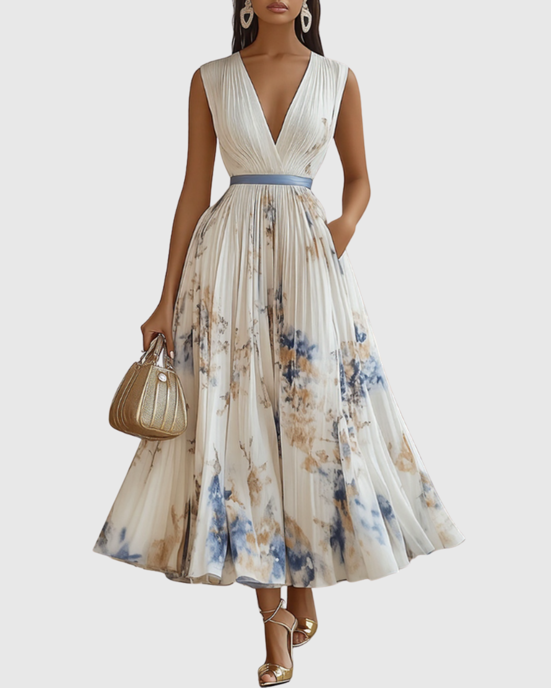 Adeline – Robe Maxi Fluide à Plis Élégants