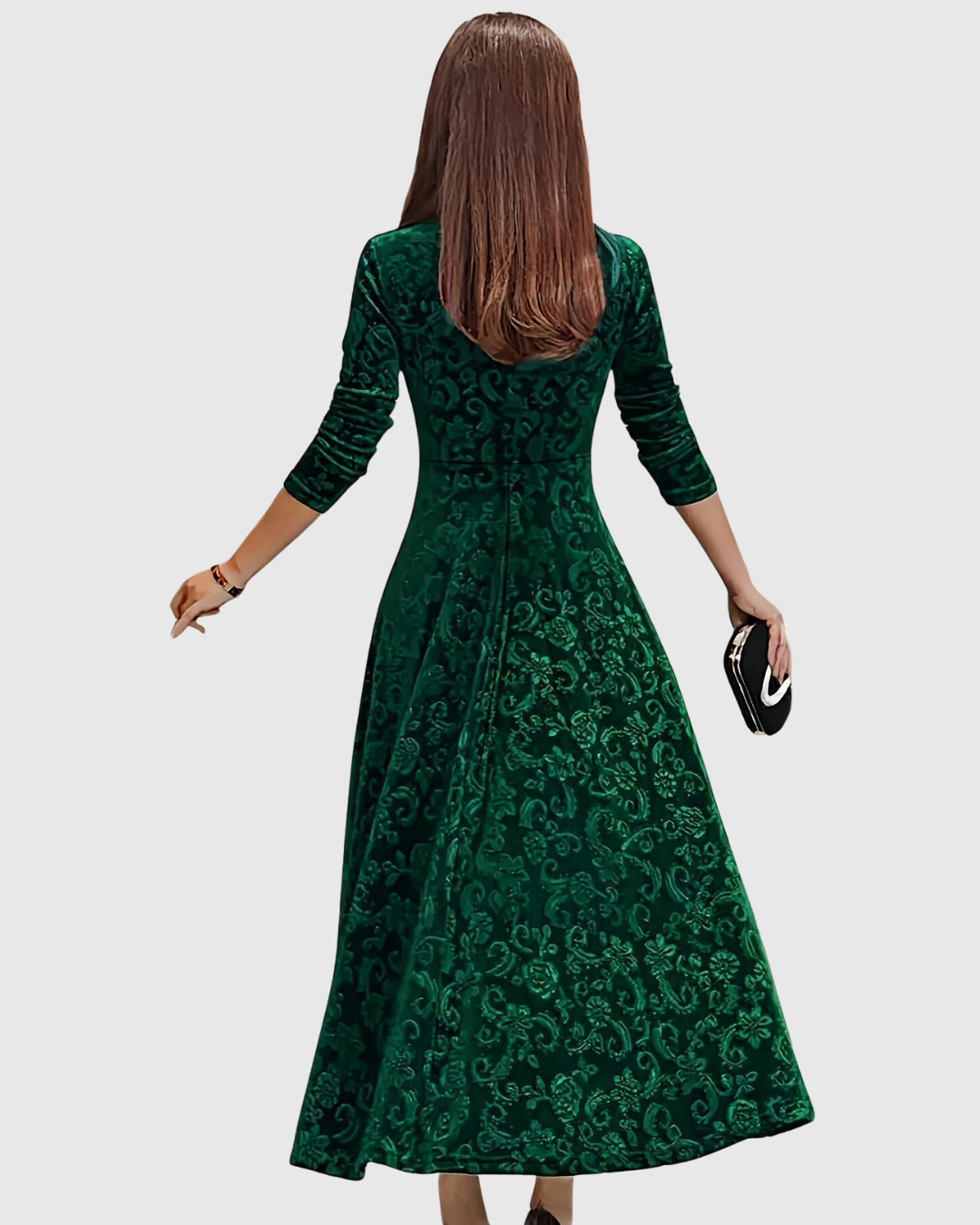 Amandine – Robe Midi Évasée Florale Élégante