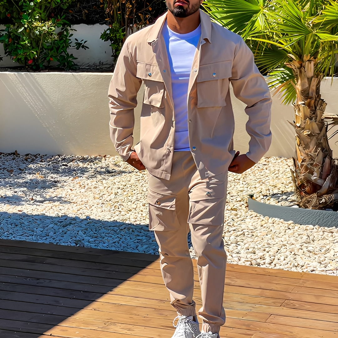 Arjay - Costume moderne pour homme en deux pièces avec cargo
