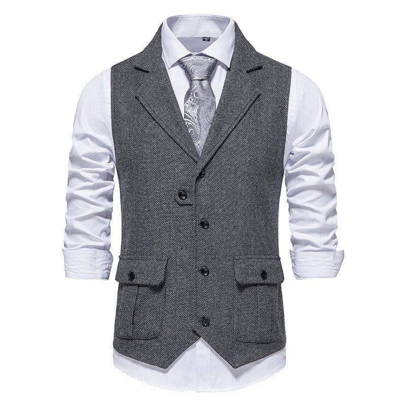 Rodney - Manteau homme classique à simple boutonnage avec motif à chevrons