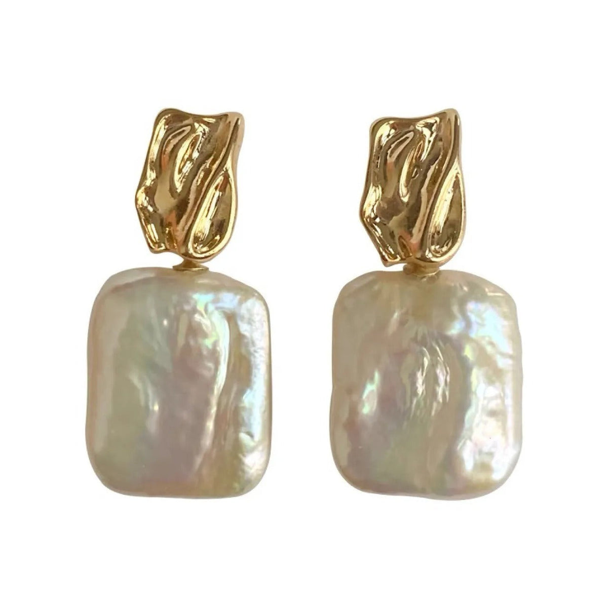 Aiah – Boucles d'oreilles dorées avec élégantes perles baroques