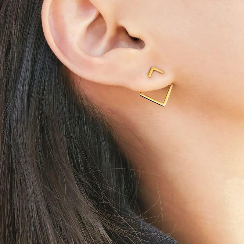 Losange connectant - Boucles d'Oreilles géométriques minimalistes