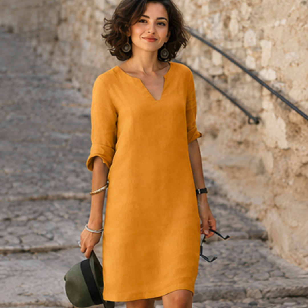 Guilaine - Robe élégante et chic avec col en V