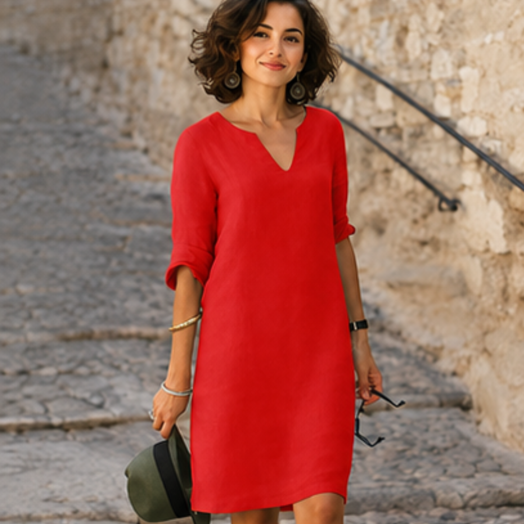 Guilaine - Robe élégante et chic avec col en V
