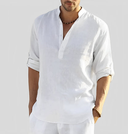 Cordell - Chemise en lin pour hommes à coupe décontractée