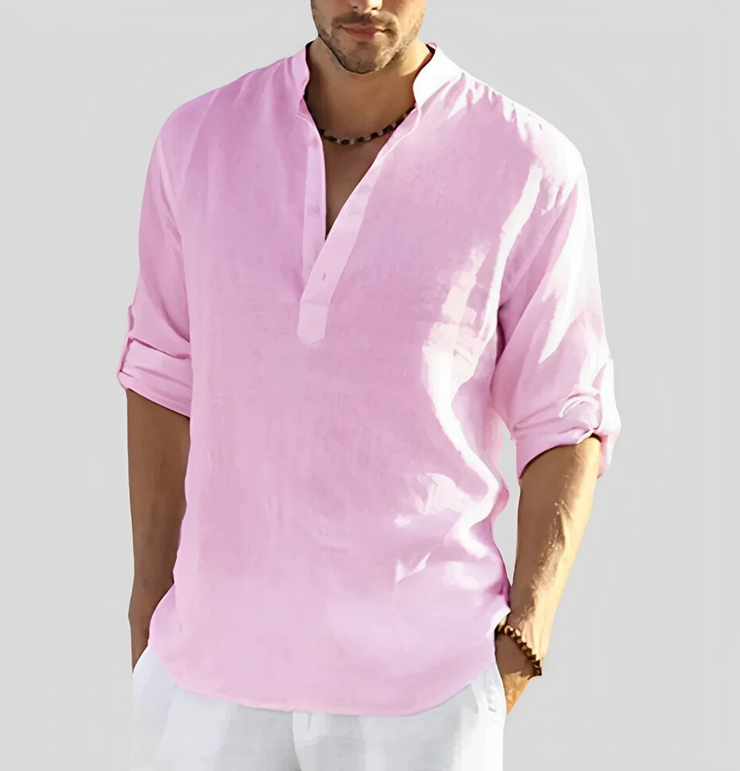 Cordell - Chemise en lin pour hommes à coupe décontractée