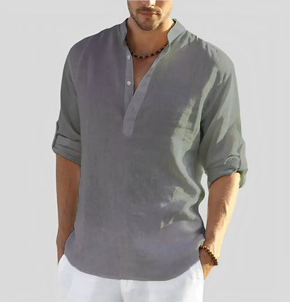 Cordell - Chemise en lin pour hommes à coupe décontractée