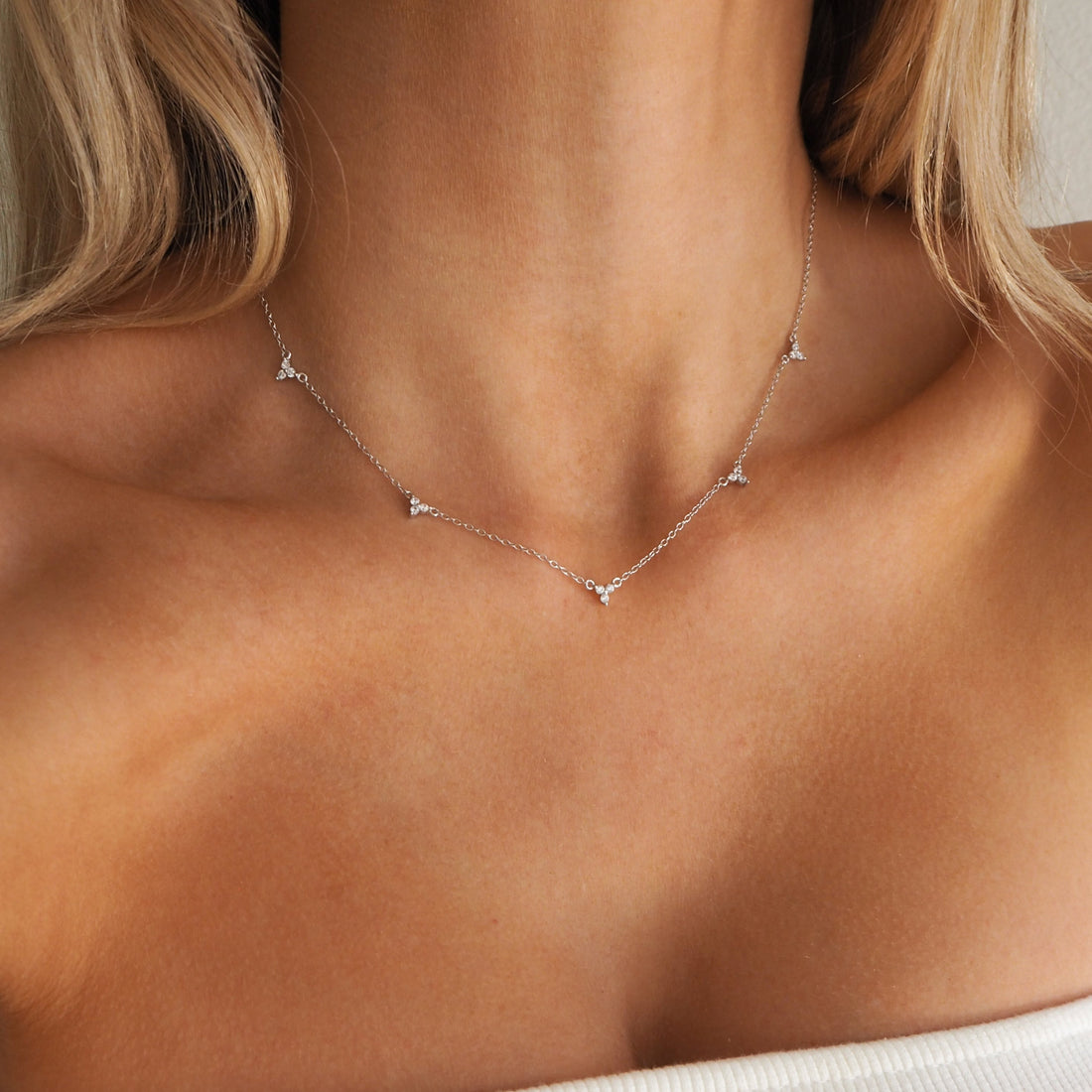 Collier en Argent avec Cristaux en Grappes