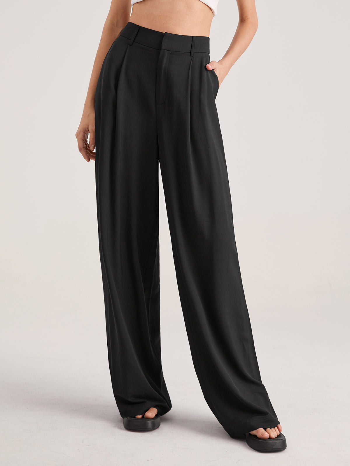 Nadia – Pantalon Pliant à Taille Haute