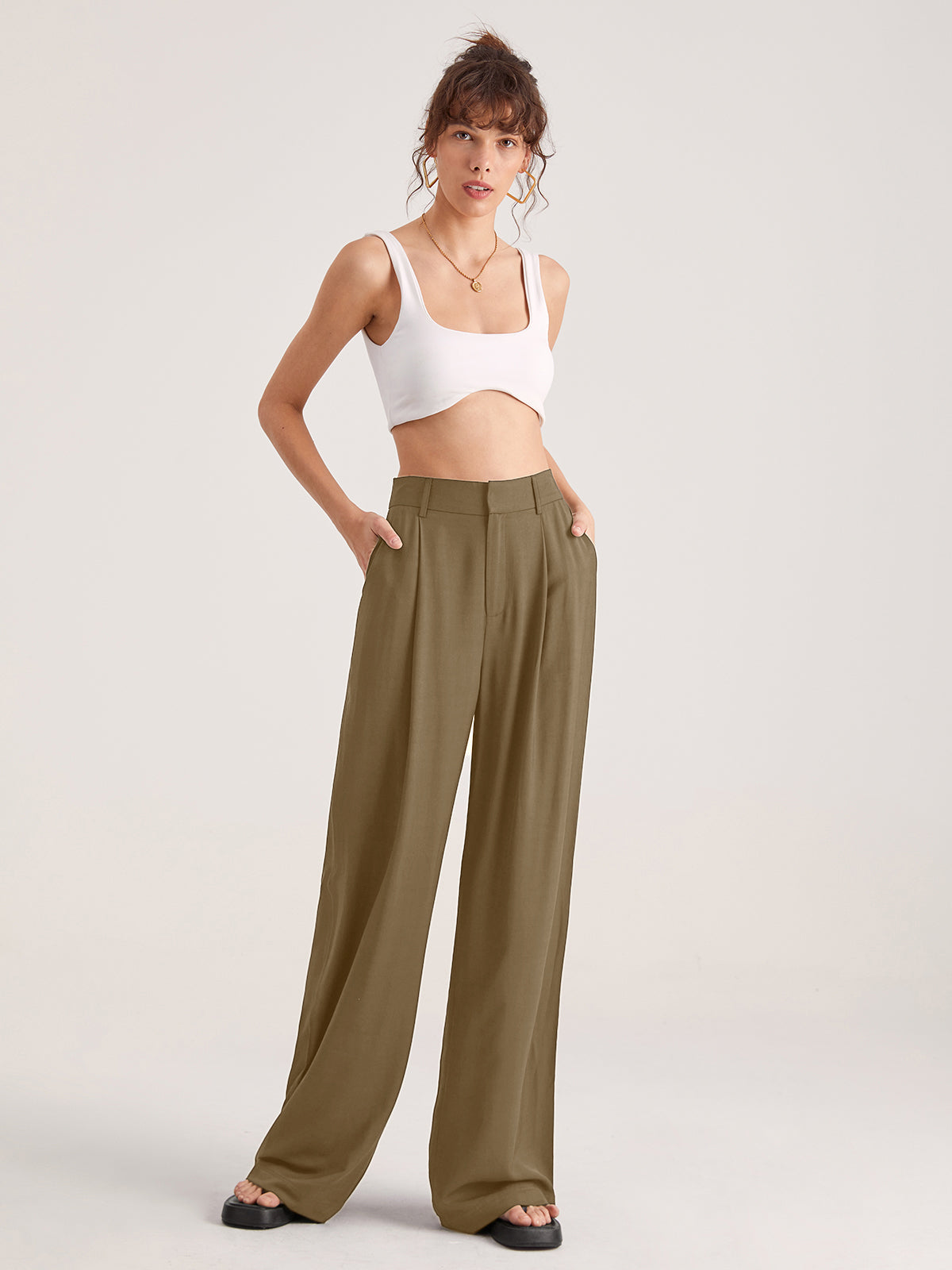 Nadia – Pantalon Pliant à Taille Haute