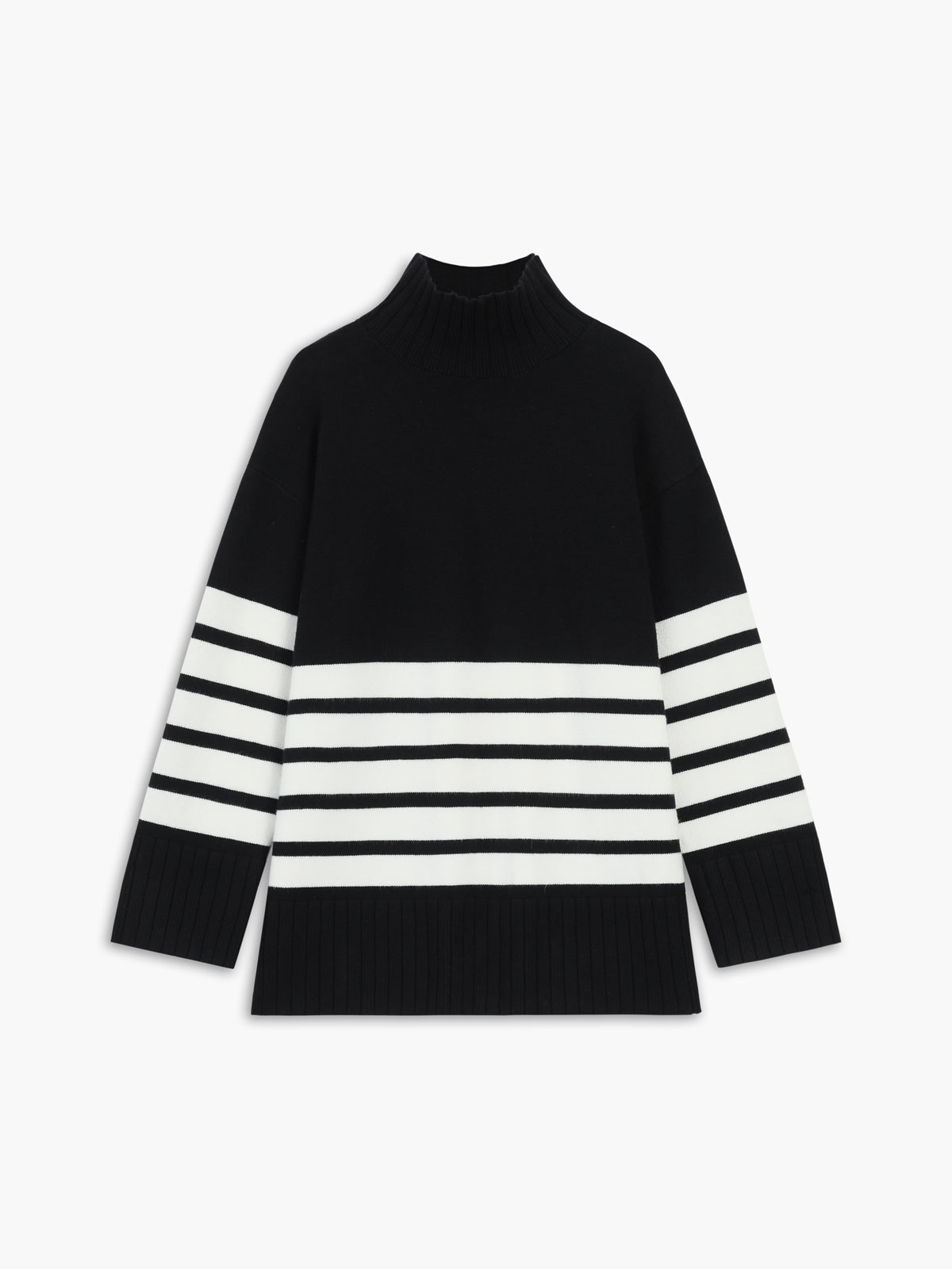 Colette – Pullover Mock-Neck Rayé