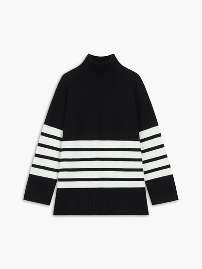 Colette – Pullover Mock-Neck Rayé