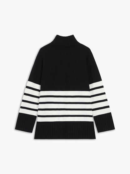 Colette – Pullover Mock-Neck Rayé