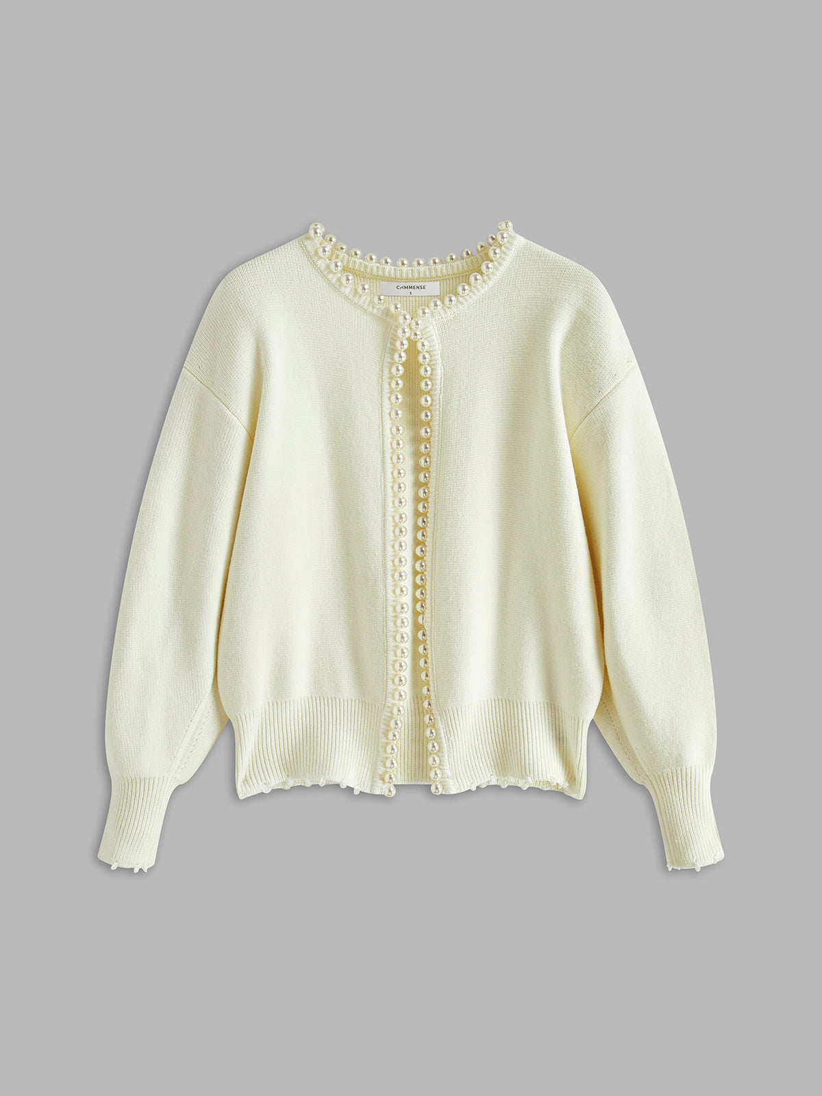 Femme Cardigan oversize avec trim en perles - V-neck pour style décontracté et printemps