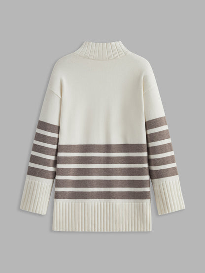Colette – Pullover Mock-Neck Rayé
