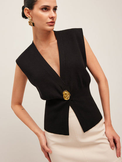 Annalena – V-Ausschnitt avec Boutons Gilet en Tricot