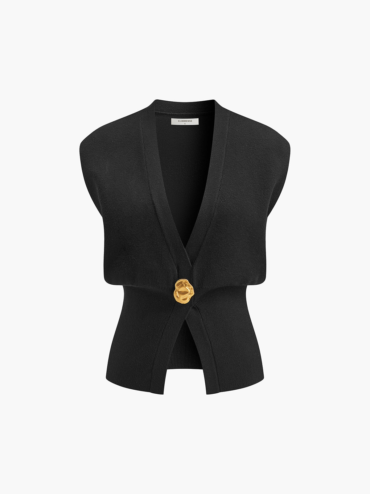 Femme Gilet en maille à V-neck boutonné - Silhouette ajustée pour bureau, quotidien et printemps