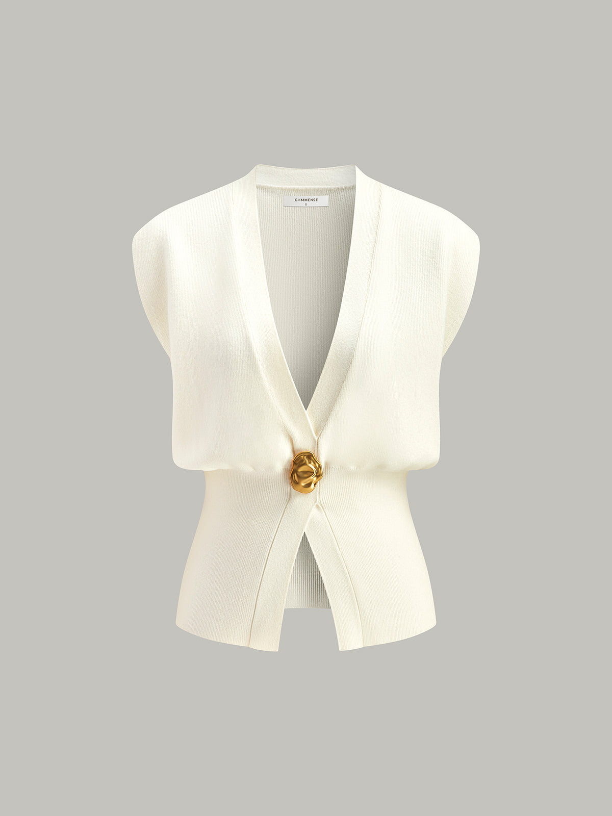 Femme Gilet en maille à V-neck boutonné - Silhouette ajustée pour bureau, quotidien et printemps