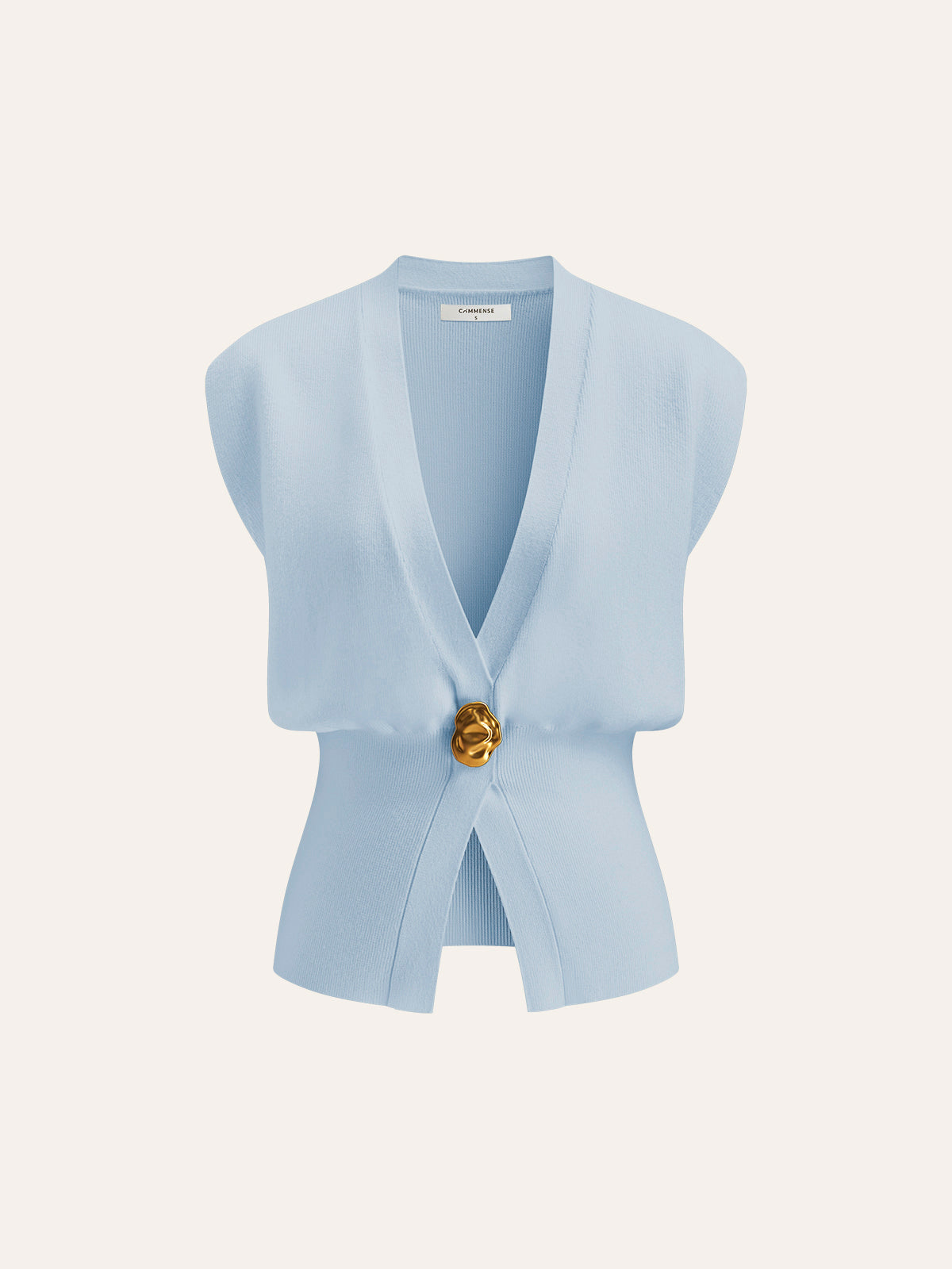Femme Gilet en maille à V-neck boutonné - Silhouette ajustée pour bureau, quotidien et printemps