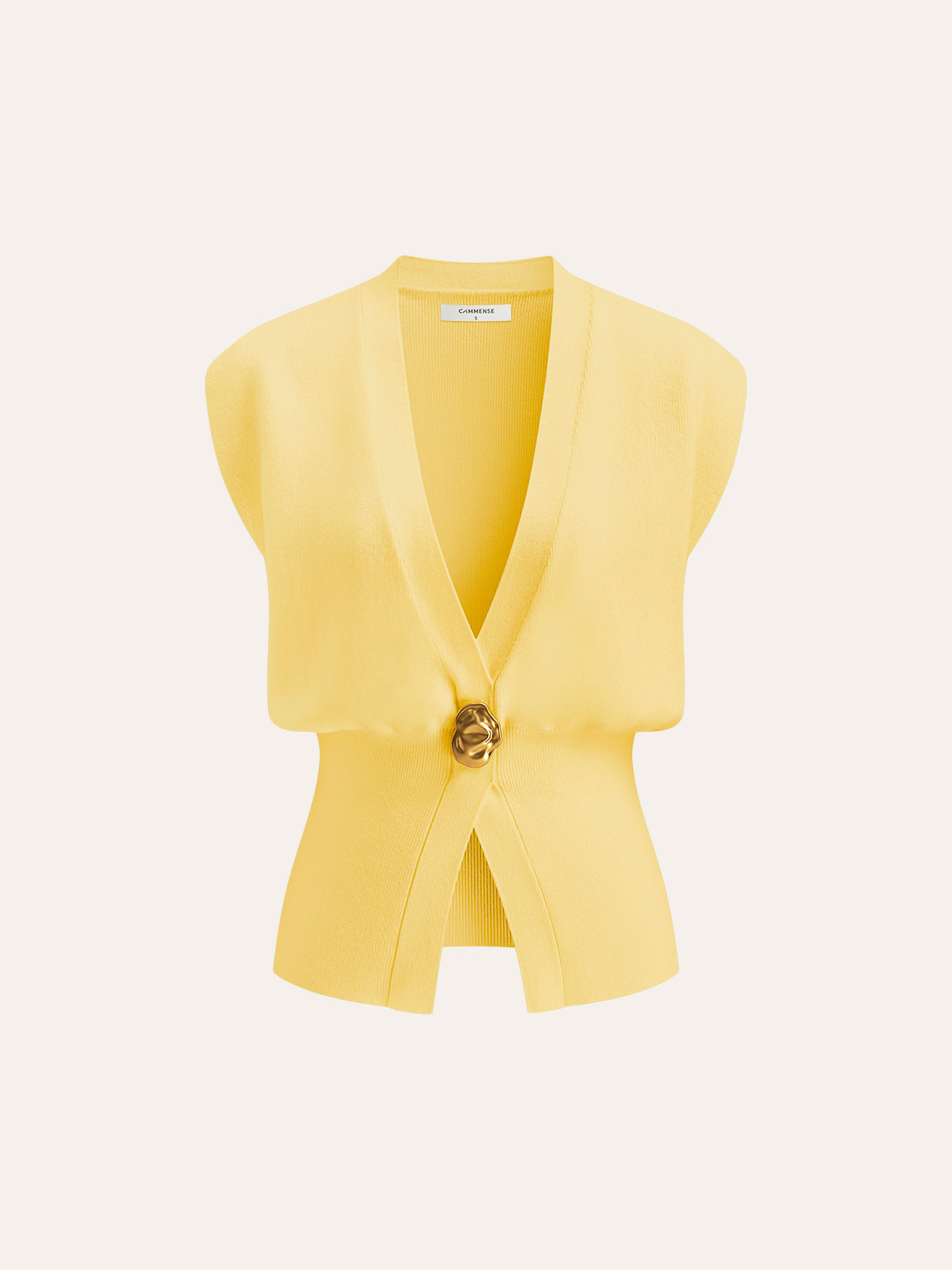 Femme Gilet en maille à V-neck boutonné - Silhouette ajustée pour bureau, quotidien et printemps