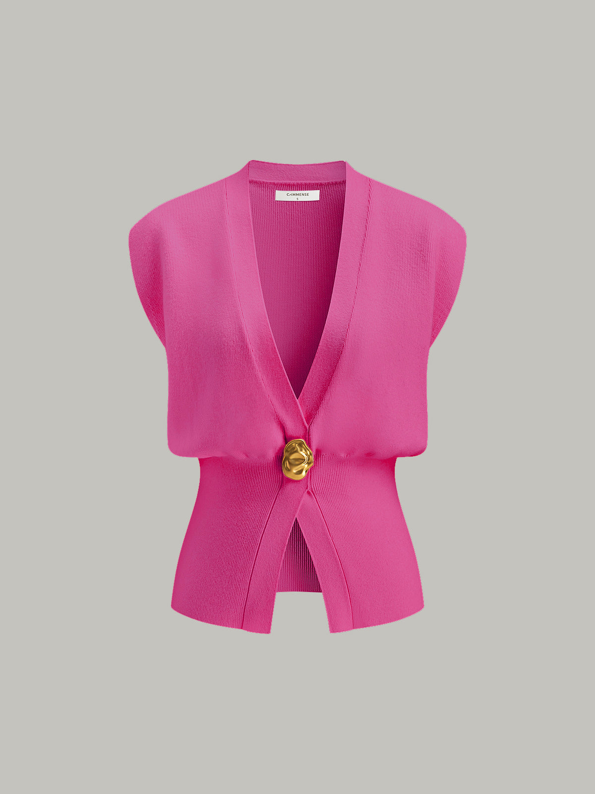 Femme Gilet en maille à V-neck boutonné - Silhouette ajustée pour bureau, quotidien et printemps