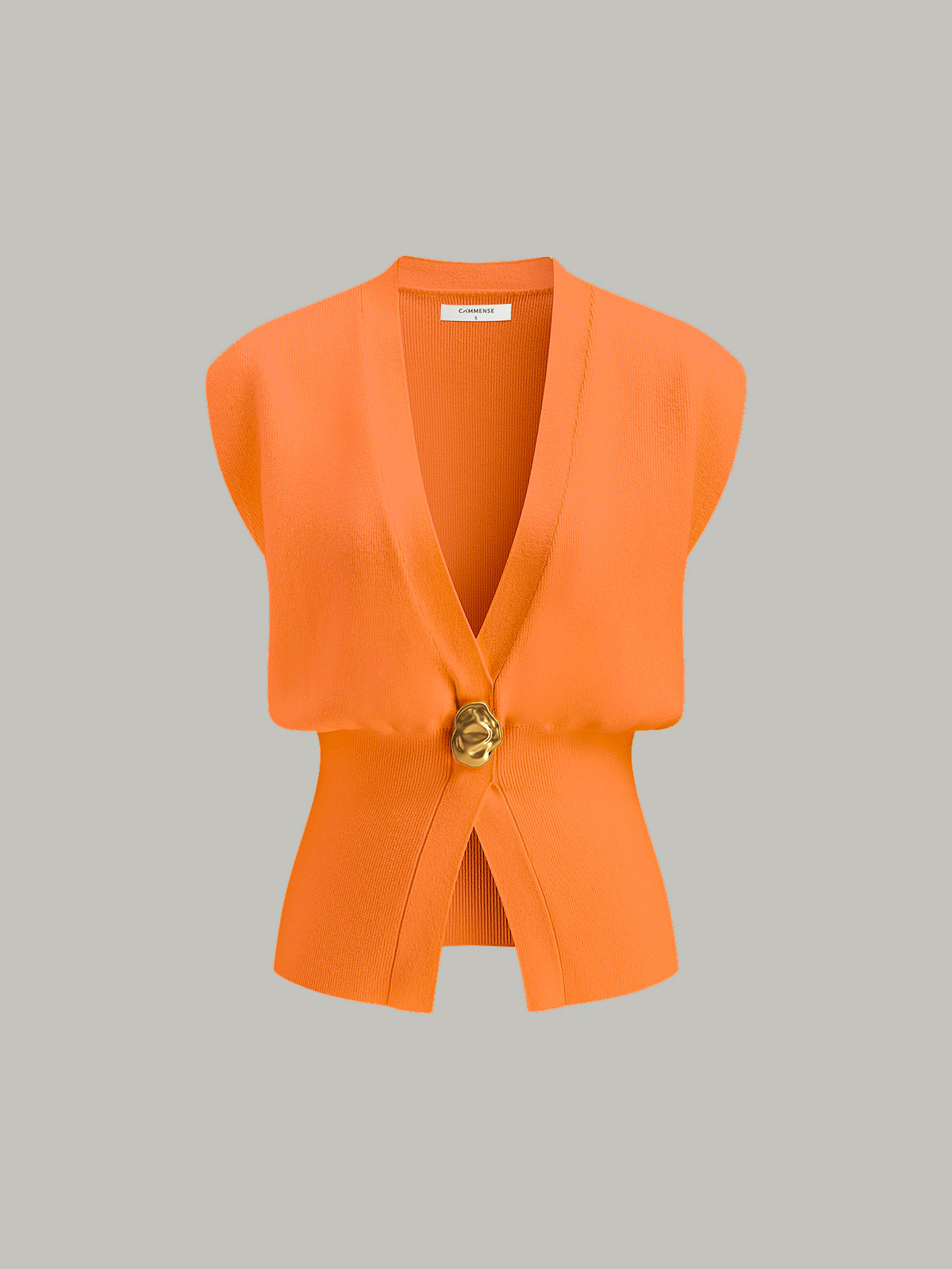 Femme Gilet en maille à V-neck boutonné - Silhouette ajustée pour bureau, quotidien et printemps