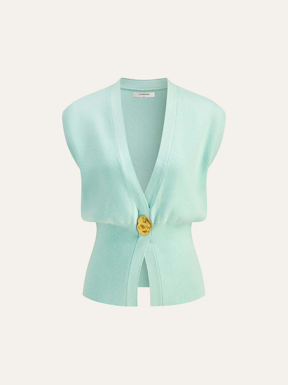 Femme Gilet en maille à V-neck boutonné - Silhouette ajustée pour bureau, quotidien et printemps