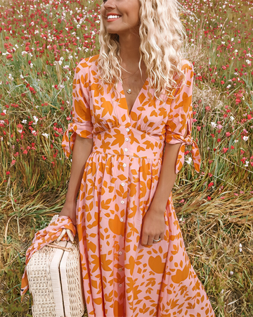Serena - Robe chic à motif orange