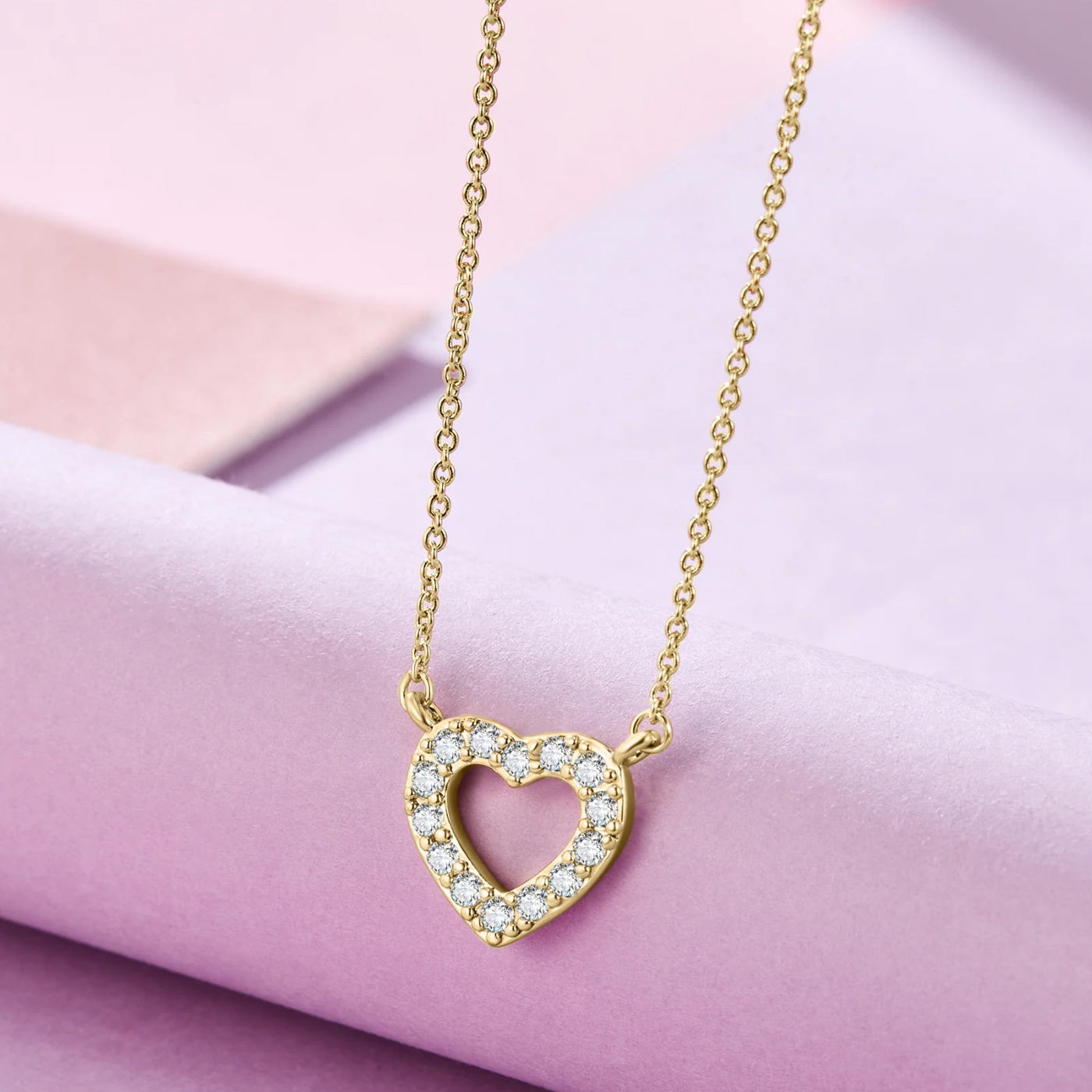 Petit collier d'amour - Collier en cœur en or et diamant