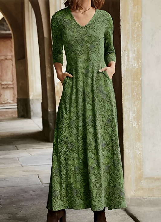 Sophie - Longue robe vintage à manches pour femmes