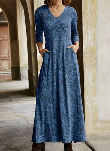 Adeline - Robe longue ornée d’un imprimé vintage